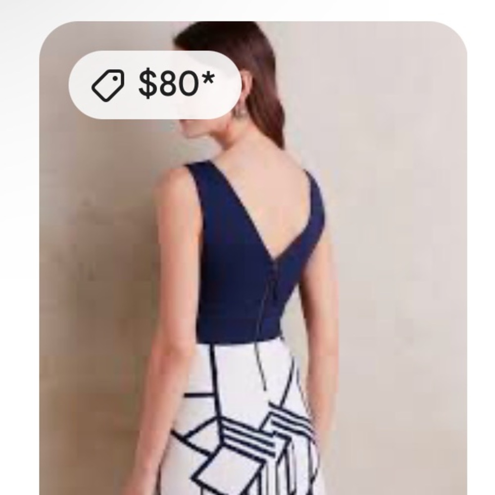 Navy and White Geometric Dress
